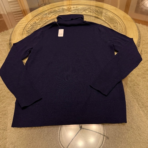 NWT Gap 100% Merino Wool Turtleneck Sweater Navy Blue S Minimalist Classic - Picture 5 of 11